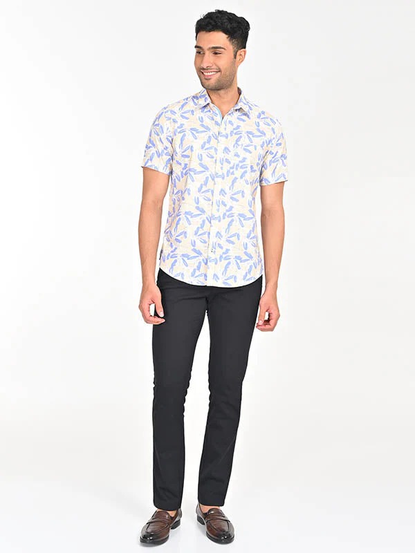 Indian Terrain Men's Regular Fit Half Sleeve Printed Multicolor Shirt